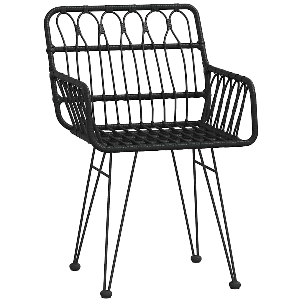 5 Piece Garden Dining Set Poly Rattan Black 2