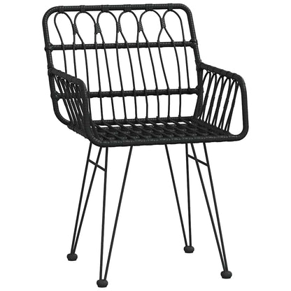 5 Piece Garden Dining Set Poly Rattan Black 2