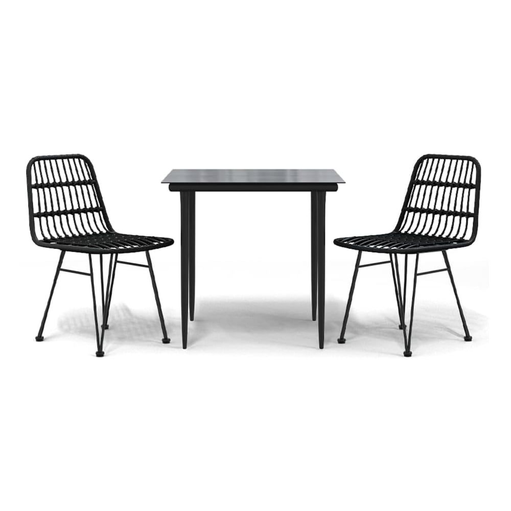 5 Piece Garden Dining Set Poly Rattan Black 80 cm table length 2