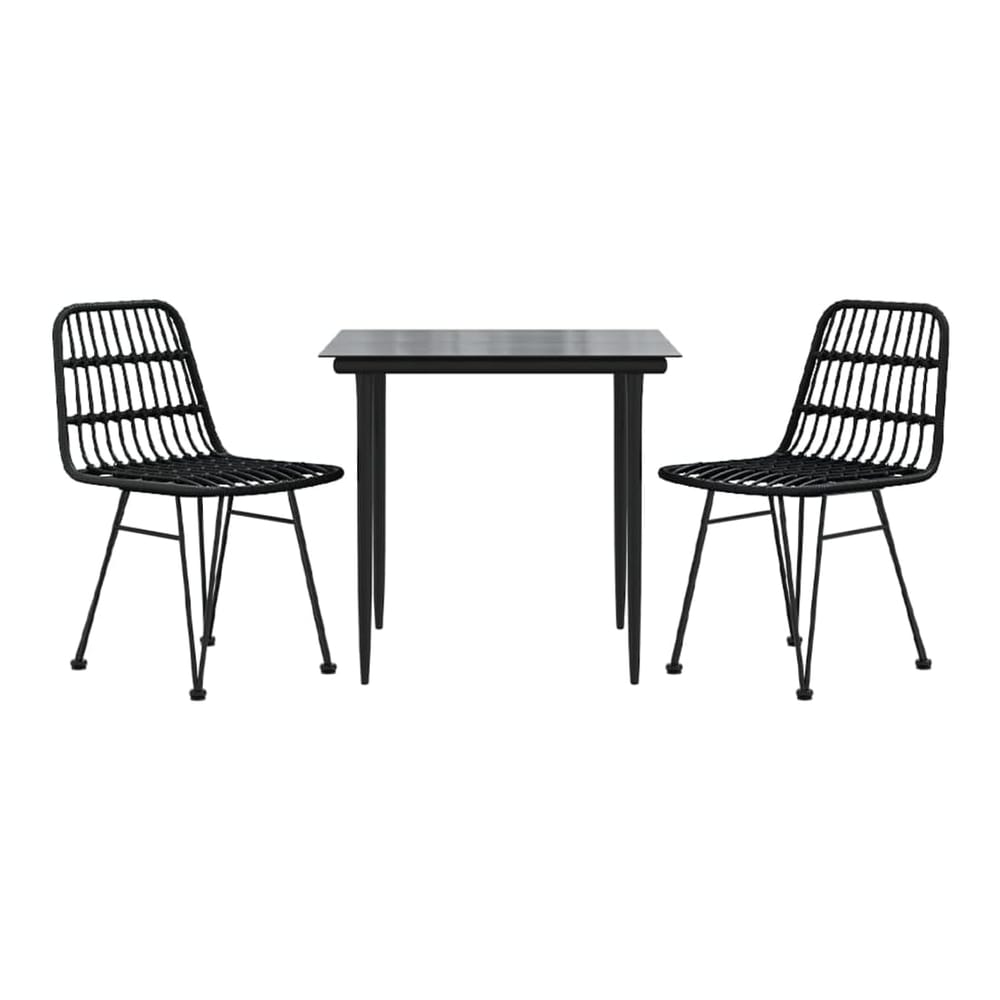 5 Piece Garden Dining Set Poly Rattan Black 80 cm table length 2