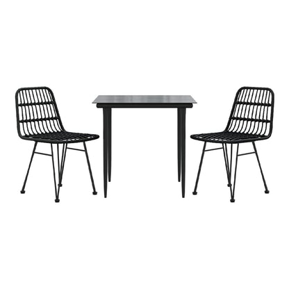 5 Piece Garden Dining Set Poly Rattan Black 80 cm table length 2