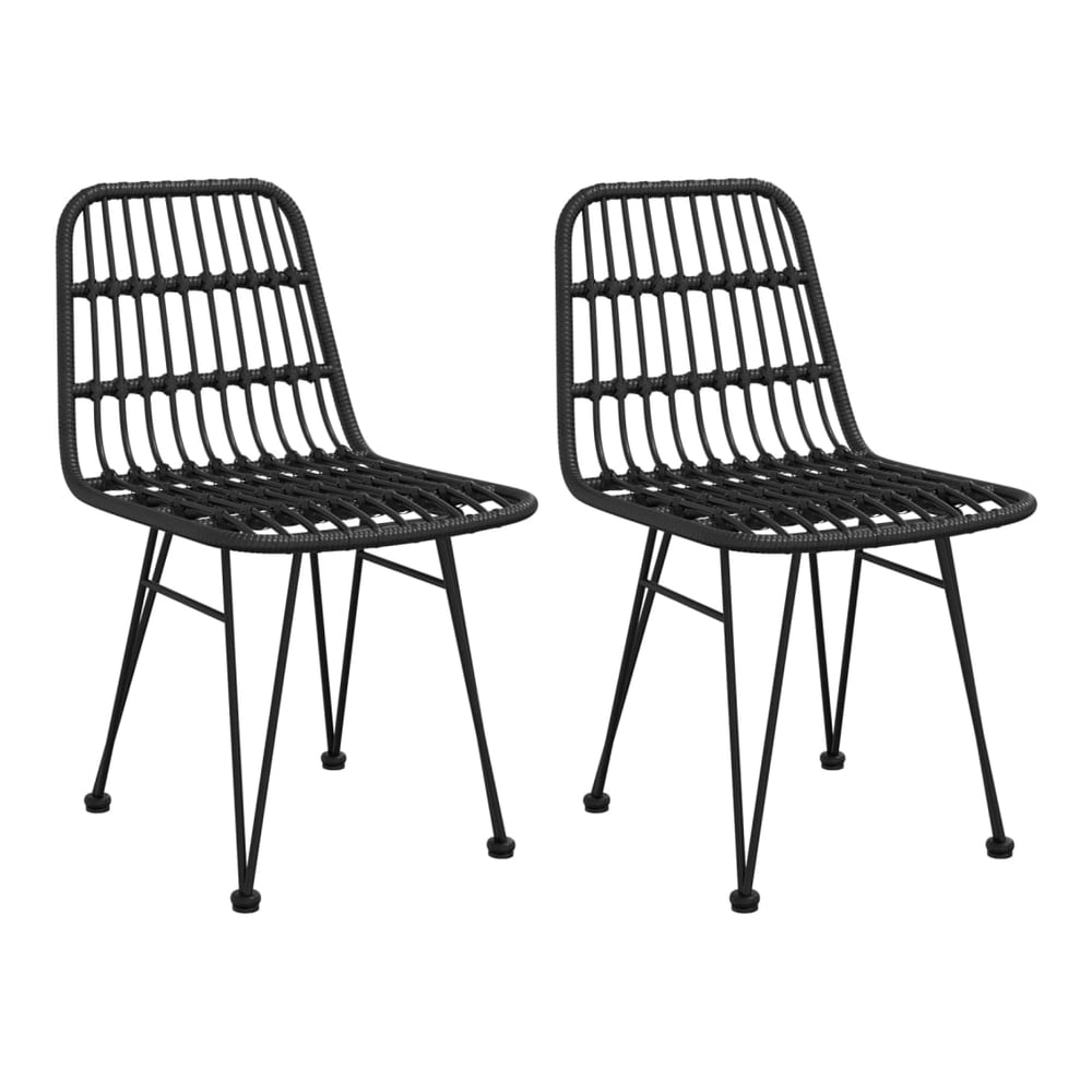 5 Piece Garden Dining Set Poly Rattan Black 80 cm table length 2