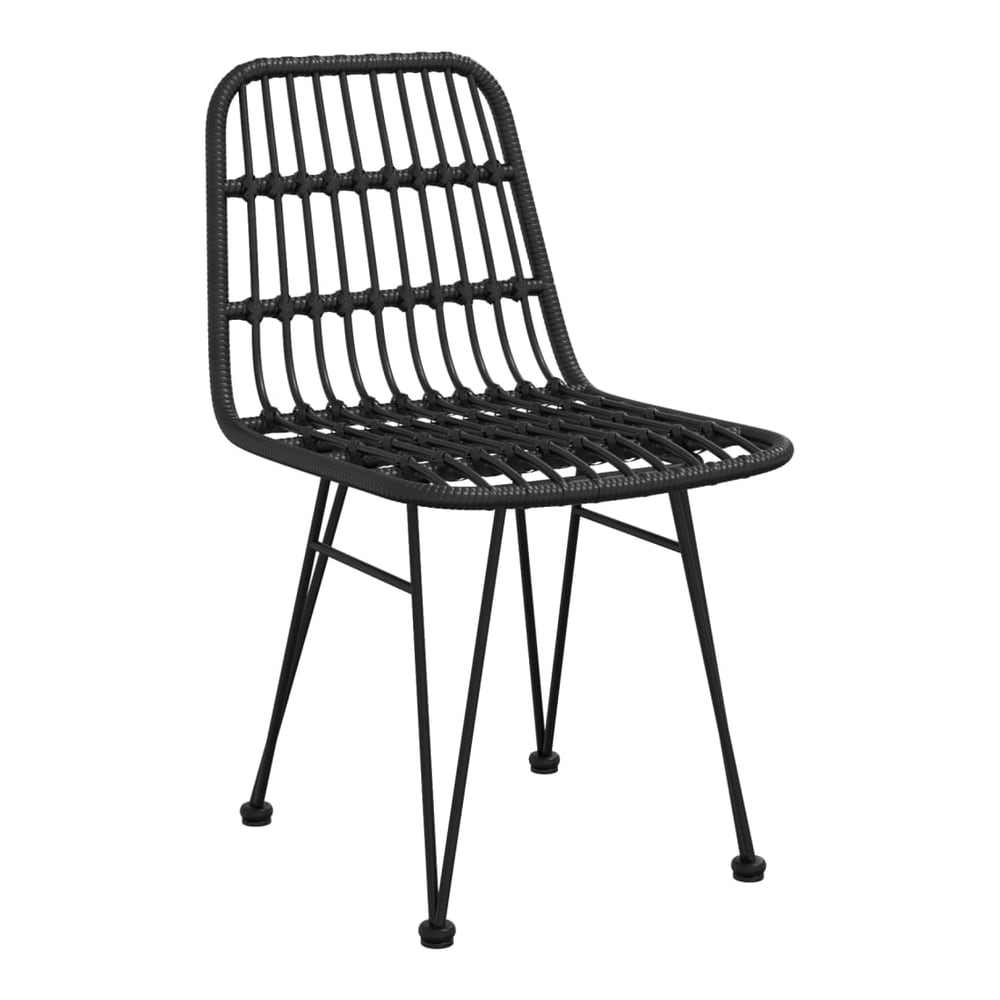 5 Piece Garden Dining Set Poly Rattan Black 80 cm table length 2