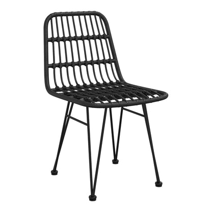 5 Piece Garden Dining Set Poly Rattan Black 80 cm table length 2