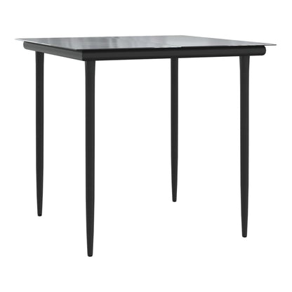 5 Piece Garden Dining Set Poly Rattan Black 80 cm table length 2
