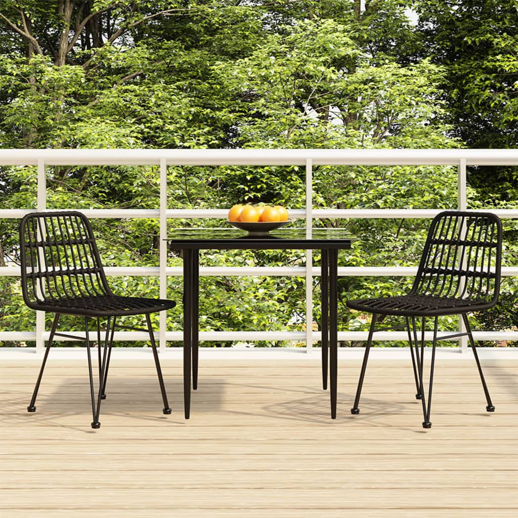 5 Piece Garden Dining Set Poly Rattan Black 80 cm table length 2