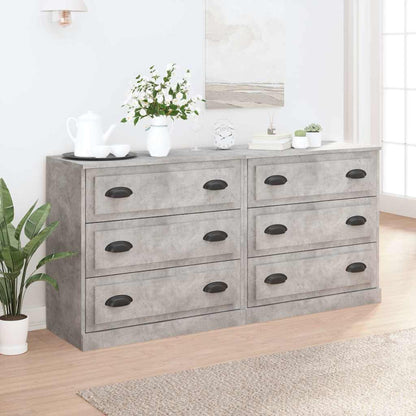 Sideboards 2 pcs Engineered Wood Concrete grey