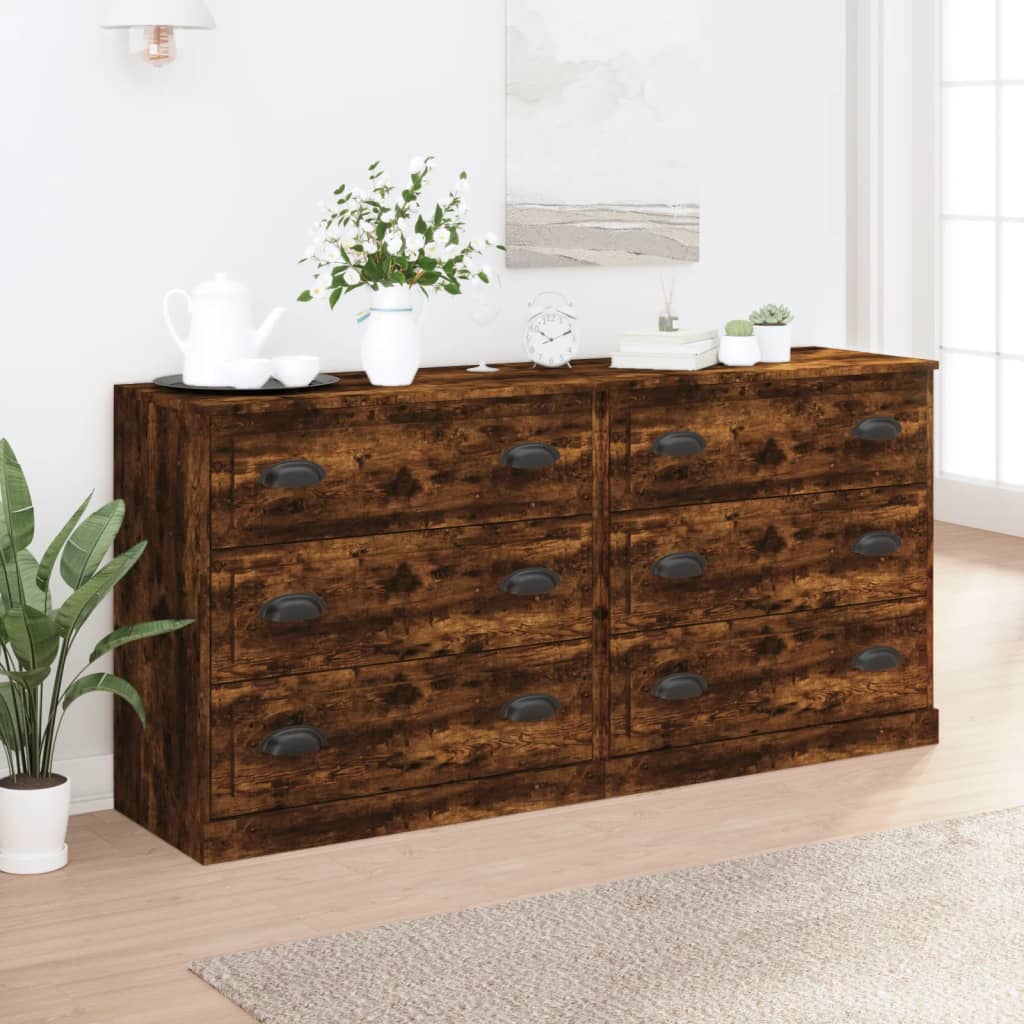 Sideboards 2 pcs Engineered Wood Smoked oak