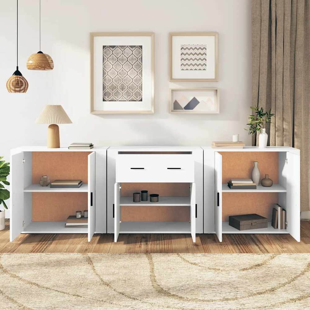 Sideboards 3 pcs Engineered Wood White