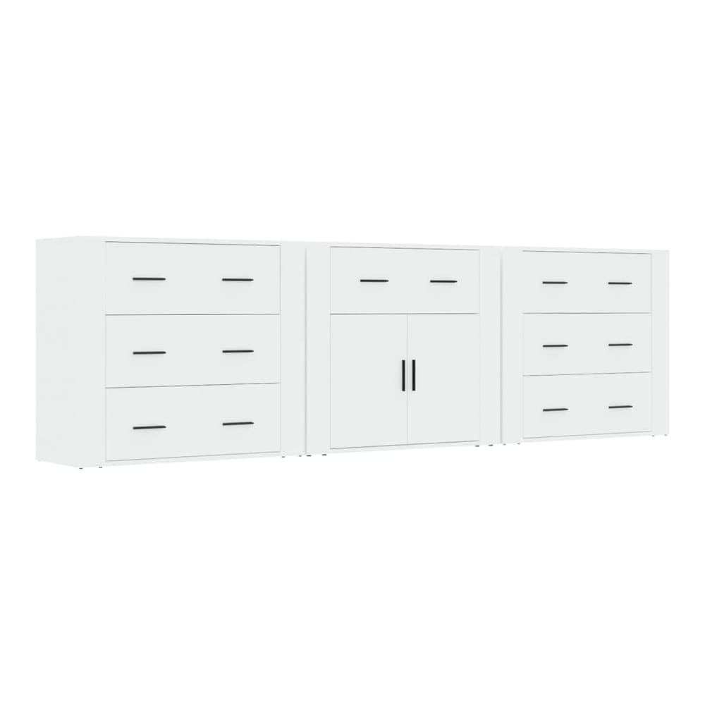 Sideboards 3 pcs Engineered Wood White