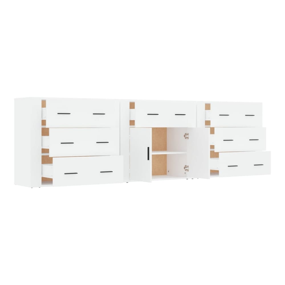 Sideboards 3 pcs Engineered Wood White
