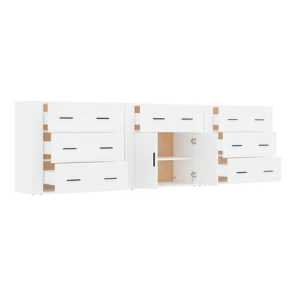 Sideboards 3 pcs Engineered Wood White