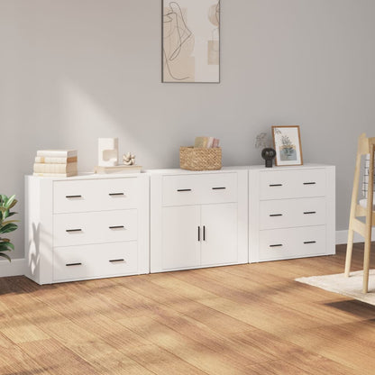 Sideboards 3 pcs Engineered Wood White