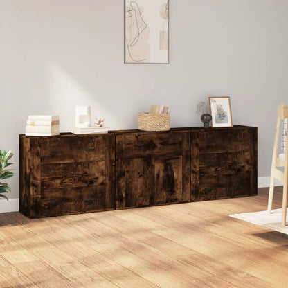 Sideboards 3 pcs Engineered Wood Smoked oak