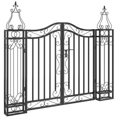 vidaXL Garden Gate Black 121x8x100 cm Wrought Iron 2
