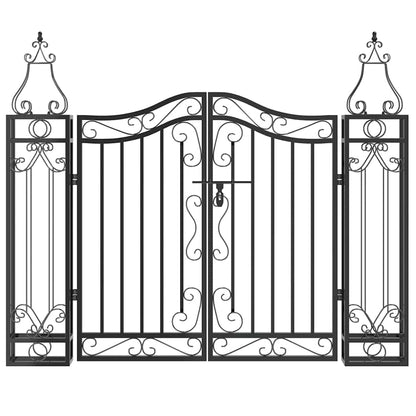vidaXL Garden Gate Black 121x8x100 cm Wrought Iron 3