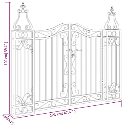 vidaXL Garden Gate Black 121x8x100 cm Wrought Iron 6