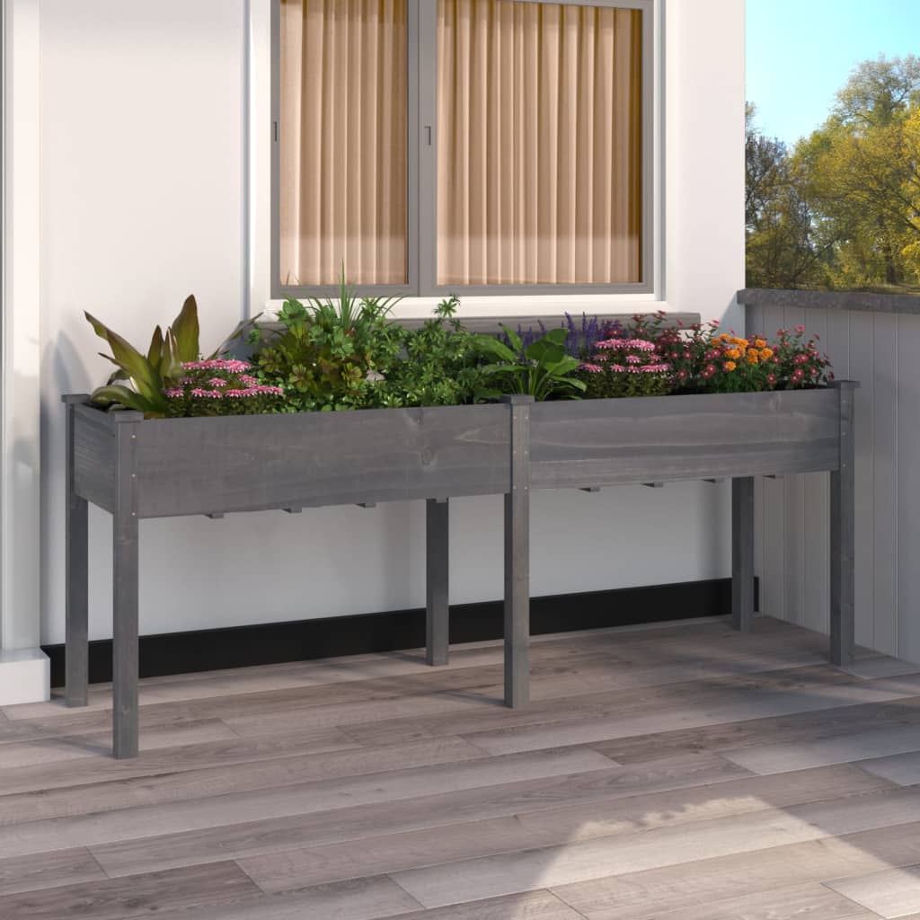 vidaXL Planter with Liner Solid Wood Fir Height 76 cm