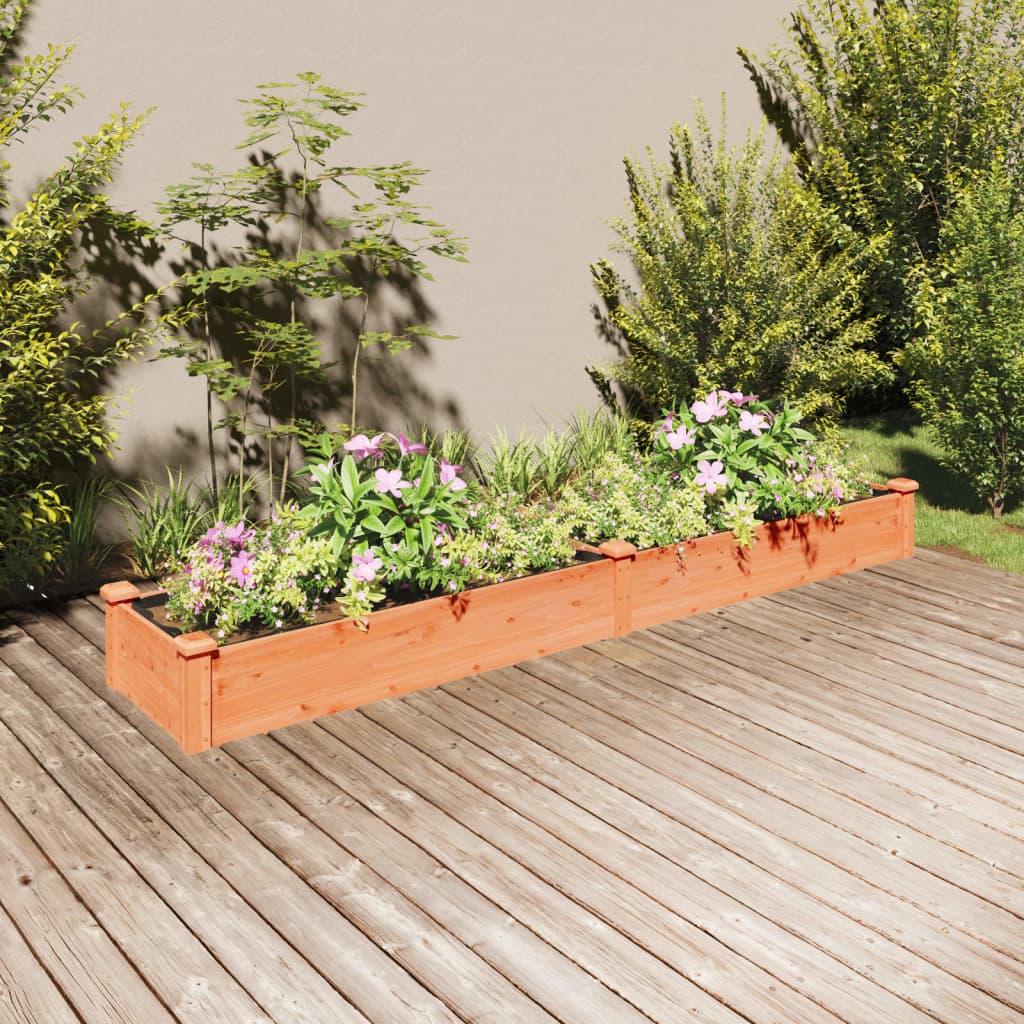 vidaXL Garden Raised Bed with Liner Brown 240x45x25 cm Solid Wood Fir 1