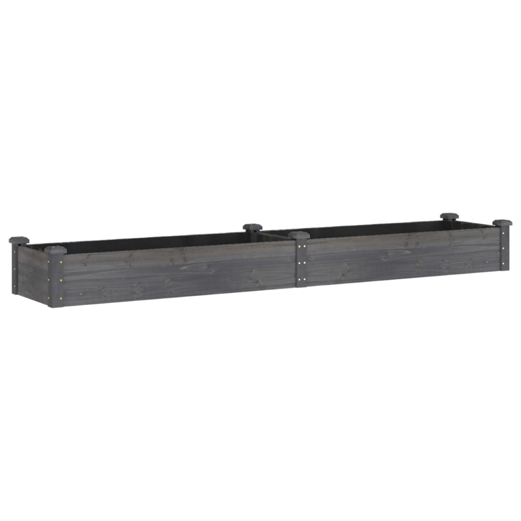 vidaXL Garden Raised Bed with Liner Grey 240x45x25 cm Solid Wood Fir 2