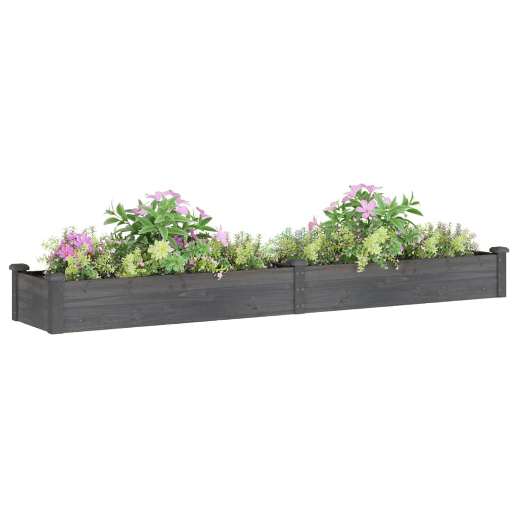 vidaXL Garden Raised Bed with Liner Grey 240x45x25 cm Solid Wood Fir 3