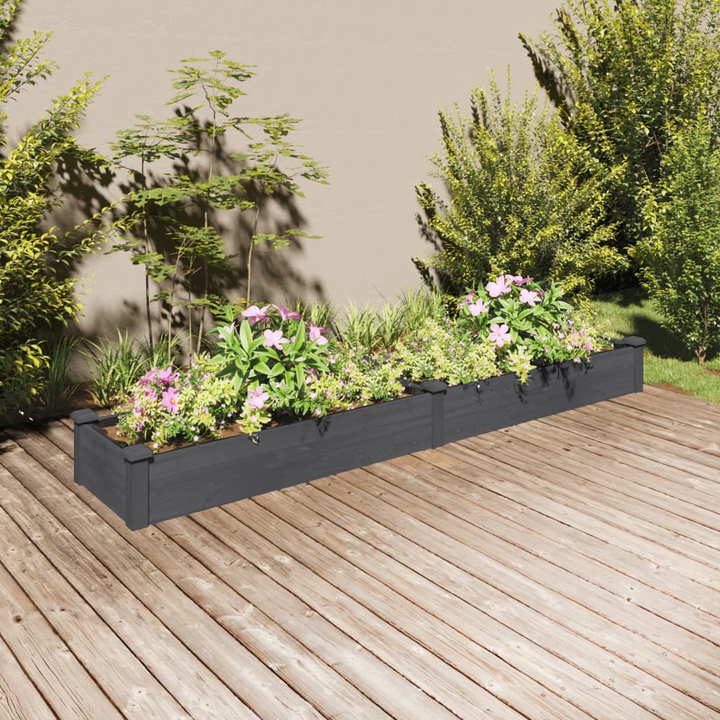 vidaXL Garden Raised Bed with Liner Grey 240x45x25 cm Solid Wood Fir 1