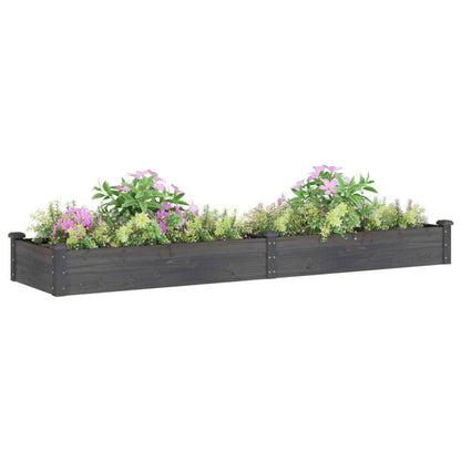 vidaXL Garden Raised Bed with Liner Grey 240x60x25 cm Solid Wood Fir 3
