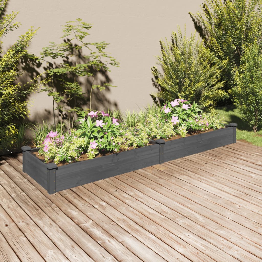 vidaXL Garden Raised Bed with Liner Grey 240x60x25 cm Solid Wood Fir 1