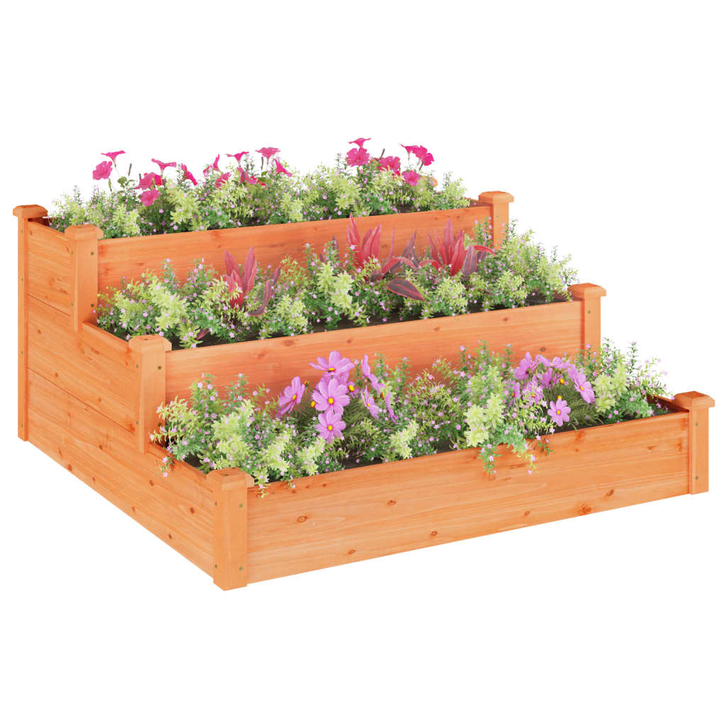 vidaXL Garden Raised Bed Brown 120x120x56 cm Solid Wood Fir 3