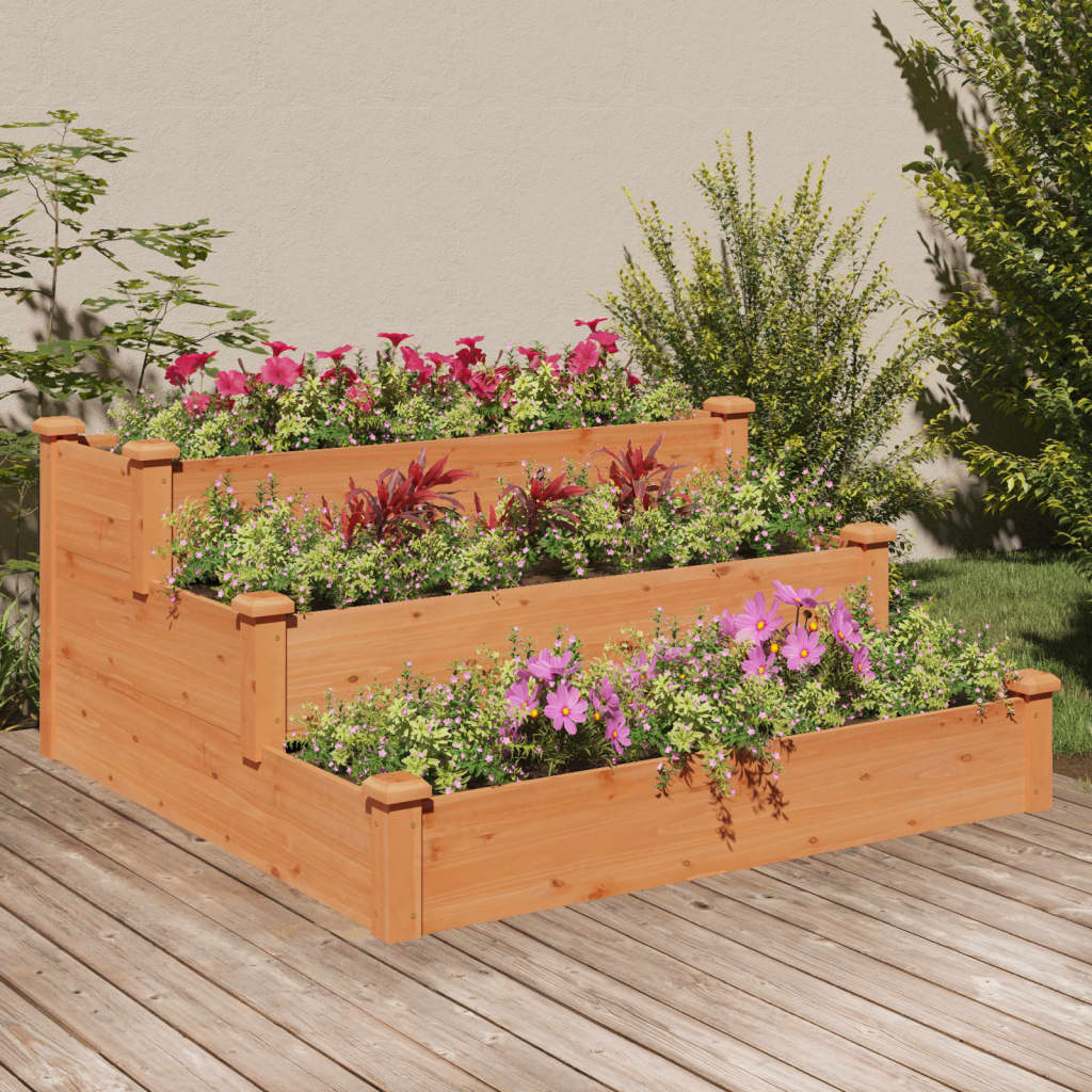 vidaXL Garden Raised Bed Brown 120x120x56 cm Solid Wood Fir 1