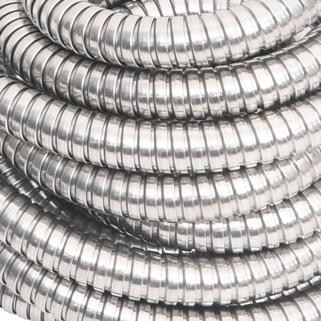 vidaXL Garden Hose with Spray Nozzle Silver 0.6" 22.5 m Stainless Steel 6