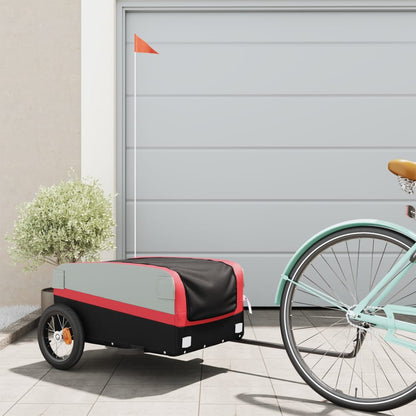vidaXL Bike Trailer Black and Red 30 kg Iron 1