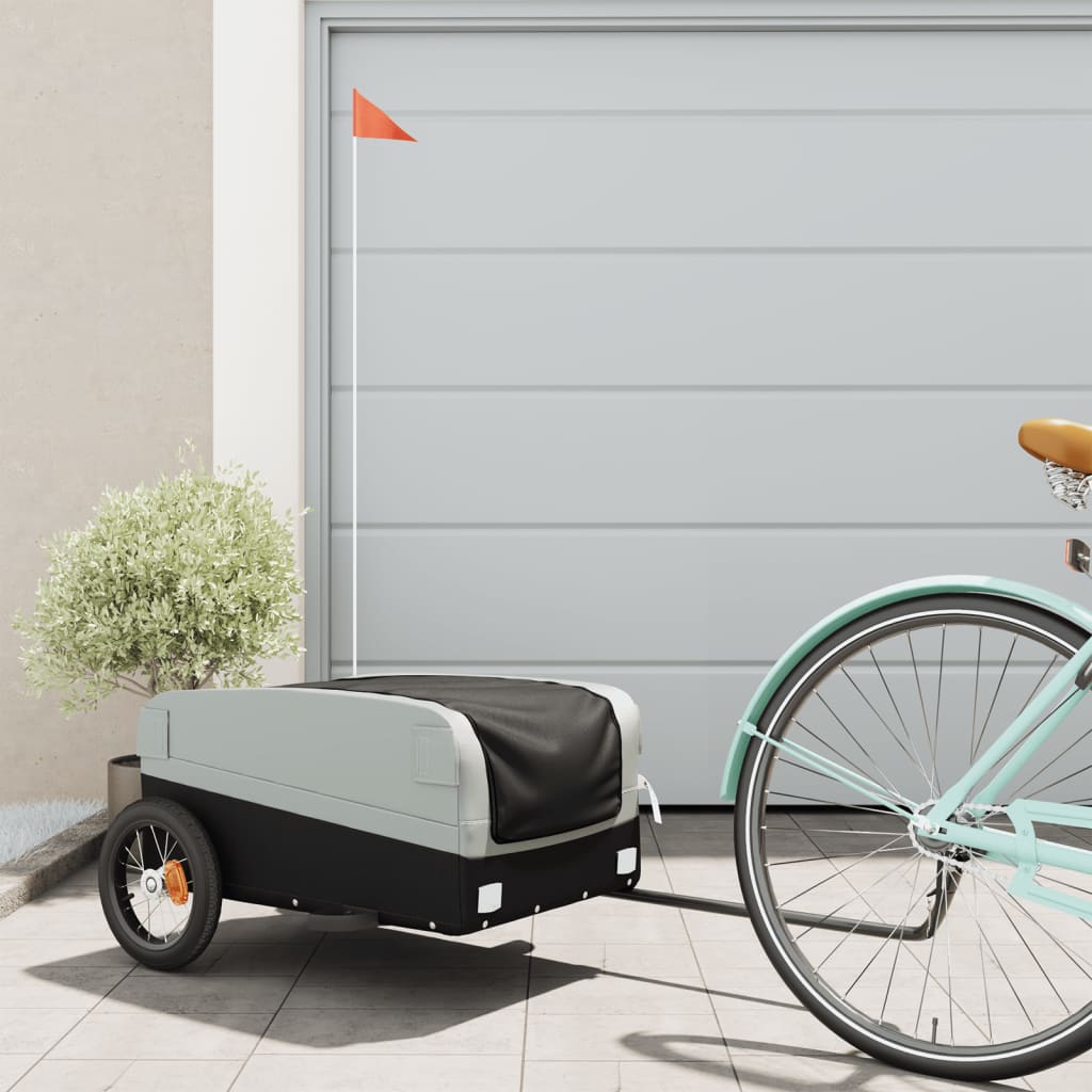 vidaXL Bike Trailer Black and Grey 30 kg Iron 1
