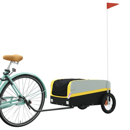 vidaXL Bike Trailer Black and Yellow 30 kg Iron 3