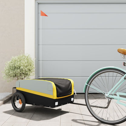 vidaXL Bike Trailer Black and Yellow 30 kg Iron 1