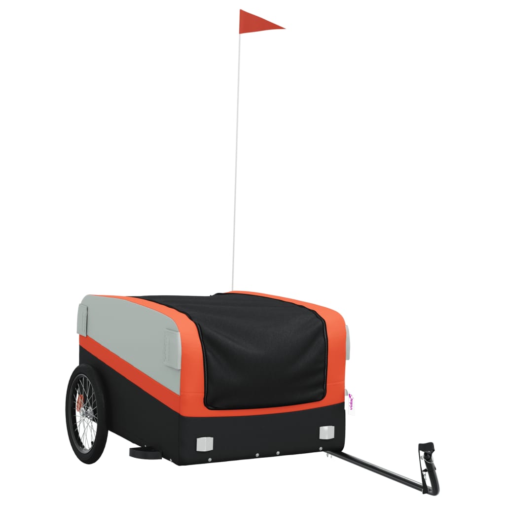 vidaXL Bike Trailer Black and Orange 45 kg Iron 2