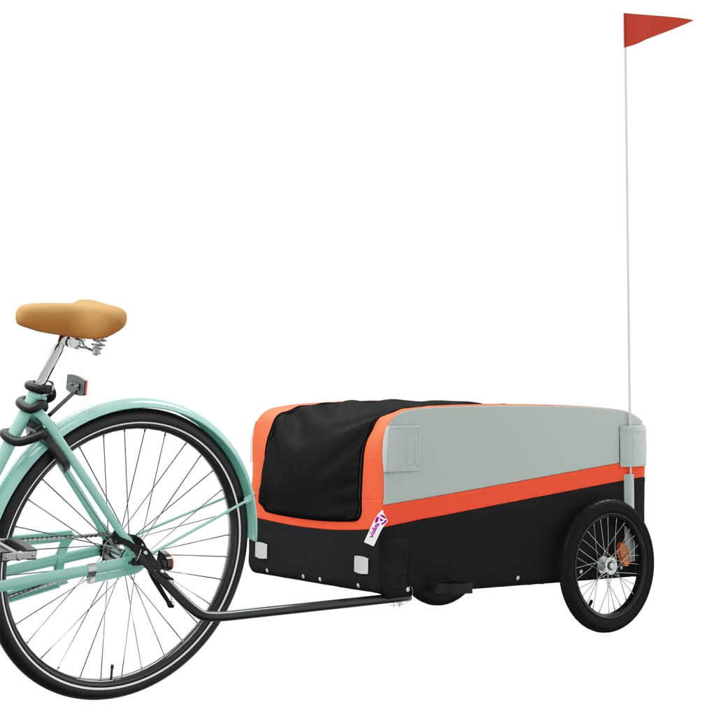 vidaXL Bike Trailer Black and Orange 45 kg Iron 3