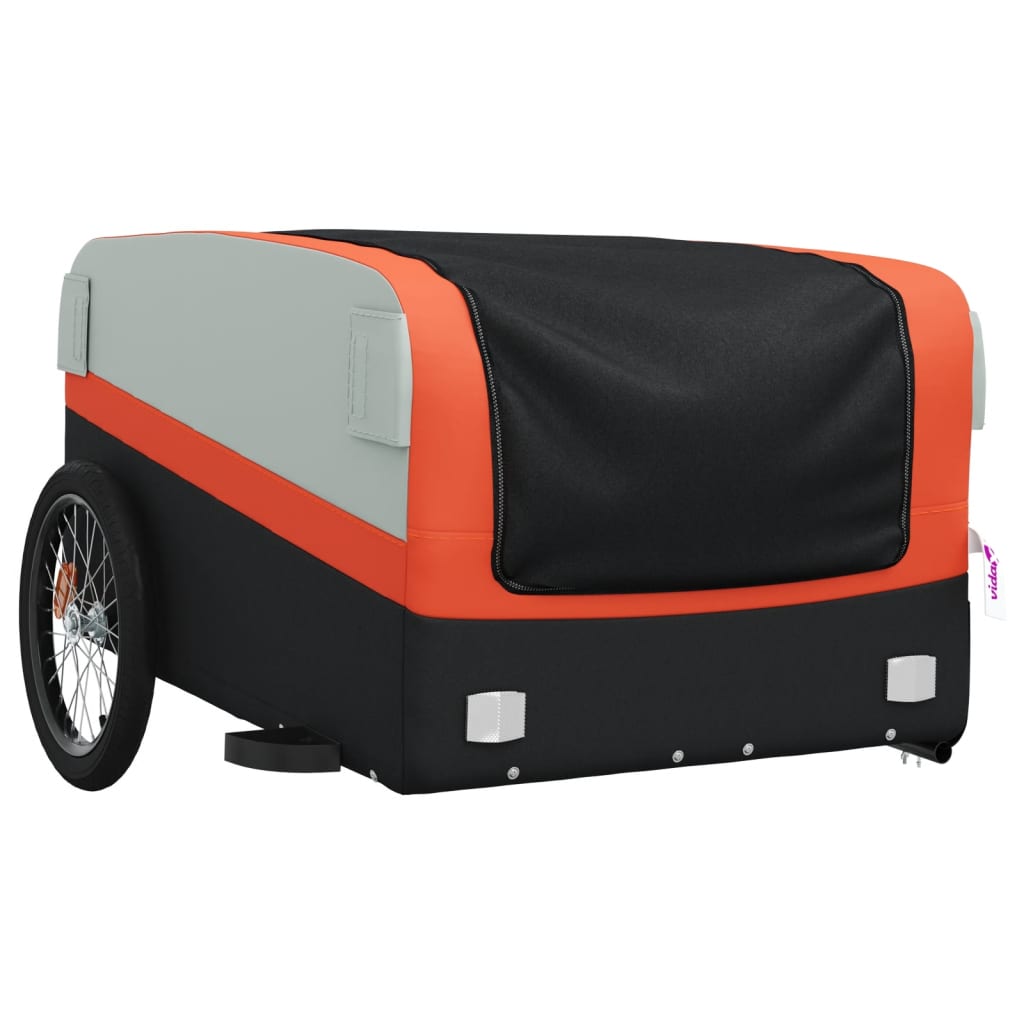 vidaXL Bike Trailer Black and Orange 45 kg Iron 4