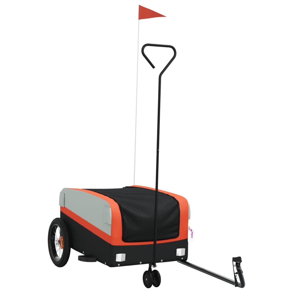 vidaXL Bike Trailer Black and Orange 30 kg Iron 2