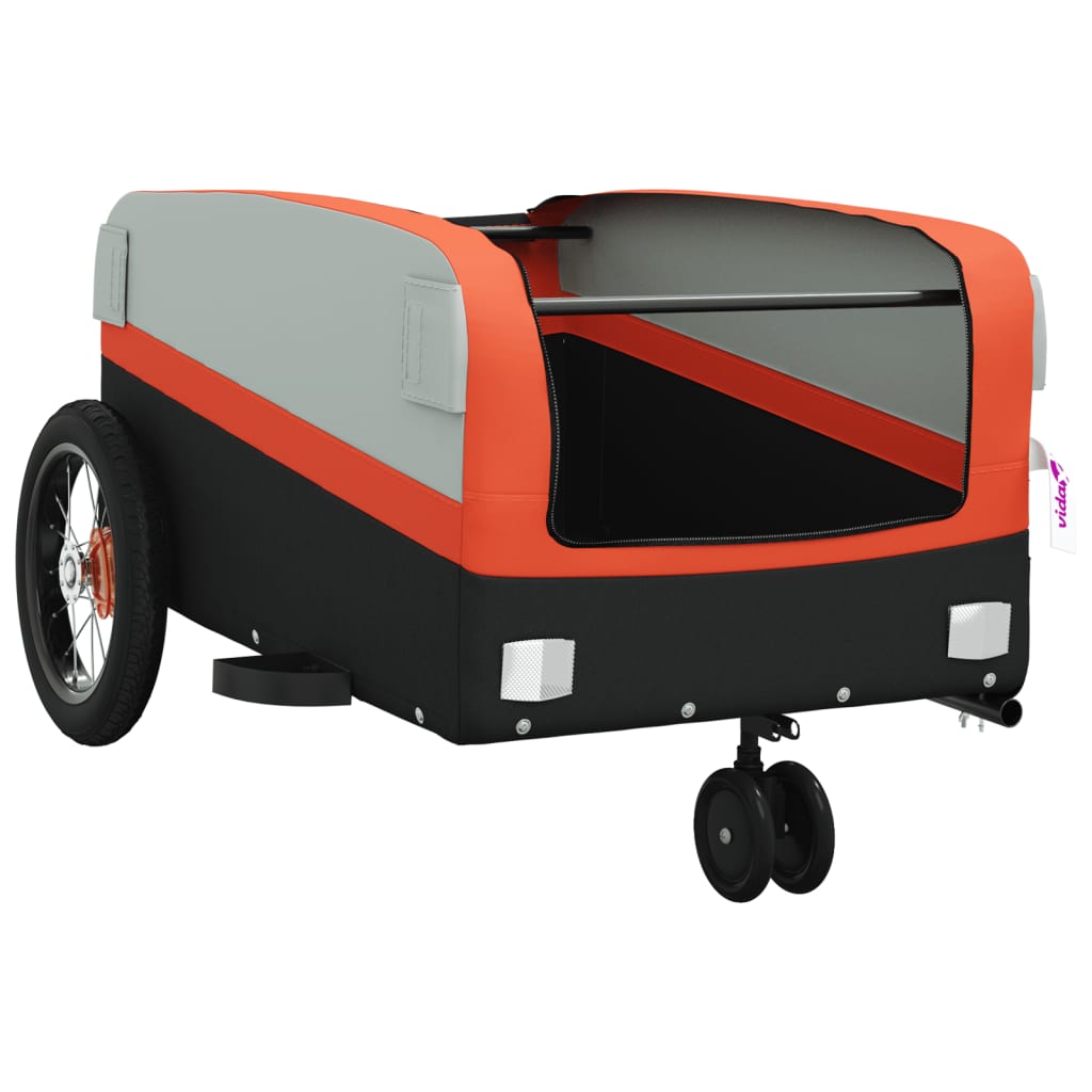 vidaXL Bike Trailer Black and Orange 30 kg Iron 5