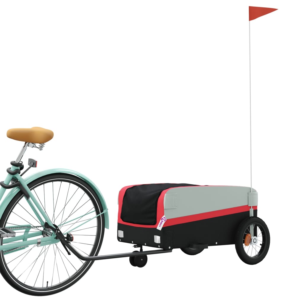 vidaXL Bike Trailer Black and Red 30 kg Iron 3
