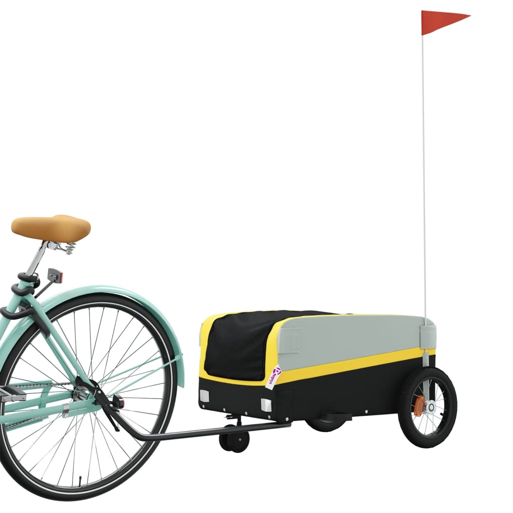 vidaXL Bike Trailer Black and Yellow 30 kg Iron 3