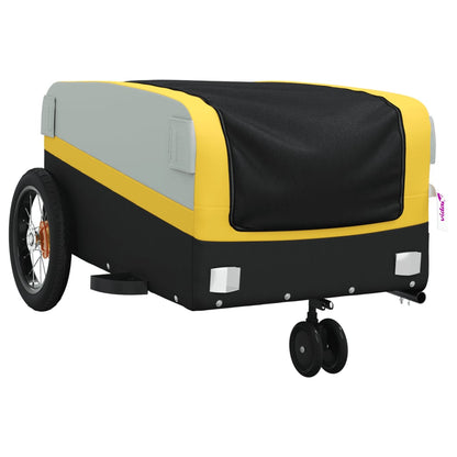 vidaXL Bike Trailer Black and Yellow 30 kg Iron 4