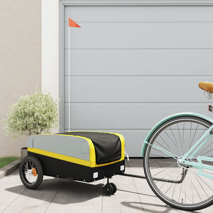 vidaXL Bike Trailer Black and Yellow 30 kg Iron 1