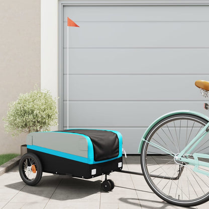 vidaXL Bike Trailer Black and Blue 30 kg Iron 1