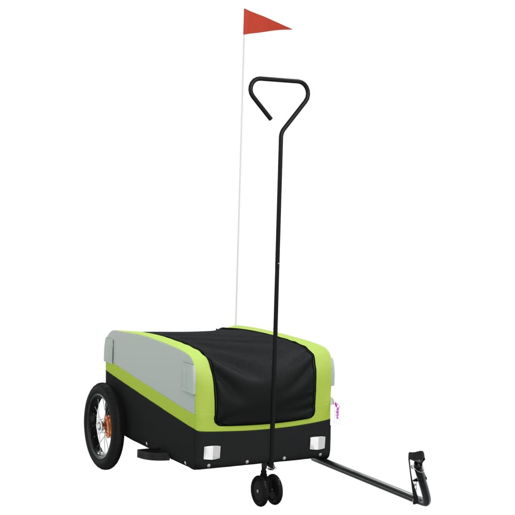 vidaXL Bike Trailer Black and Green 30 kg Iron 2