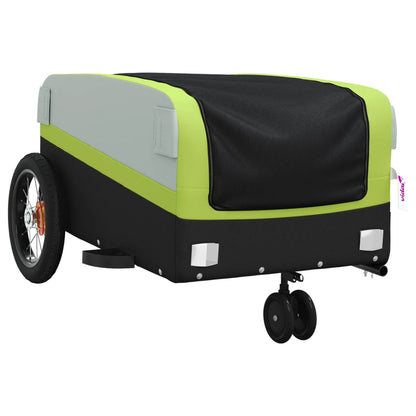 vidaXL Bike Trailer Black and Green 30 kg Iron 4