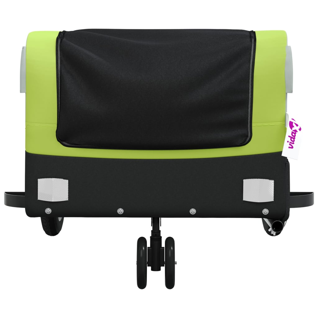 vidaXL Bike Trailer Black and Green 30 kg Iron 6