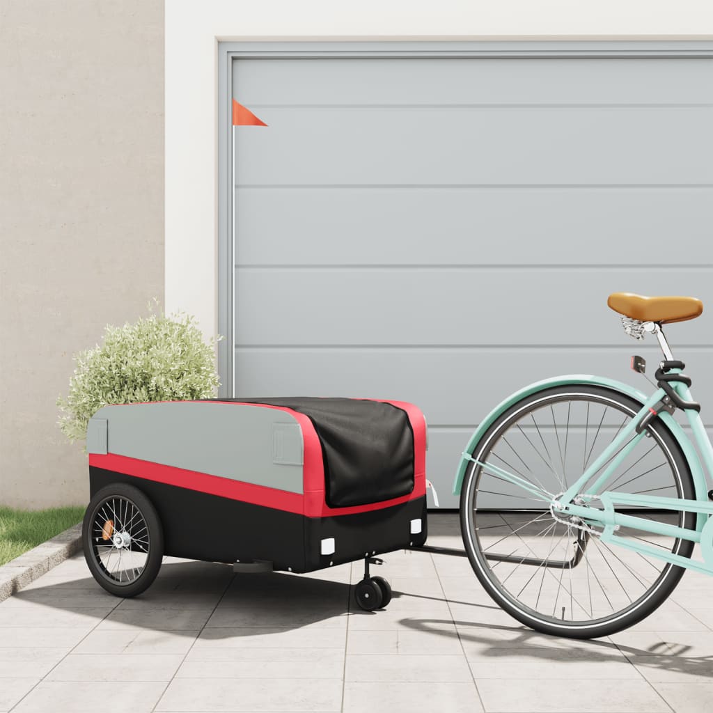 vidaXL Bike Trailer Black and Red 45 kg Iron 1
