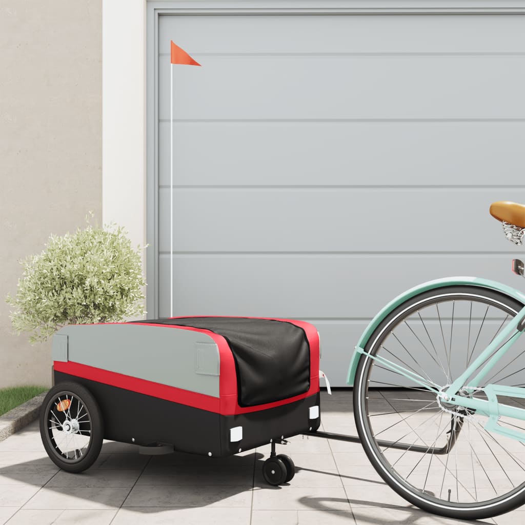 vidaXL Bike Trailer Black and Red 45 kg Iron 1